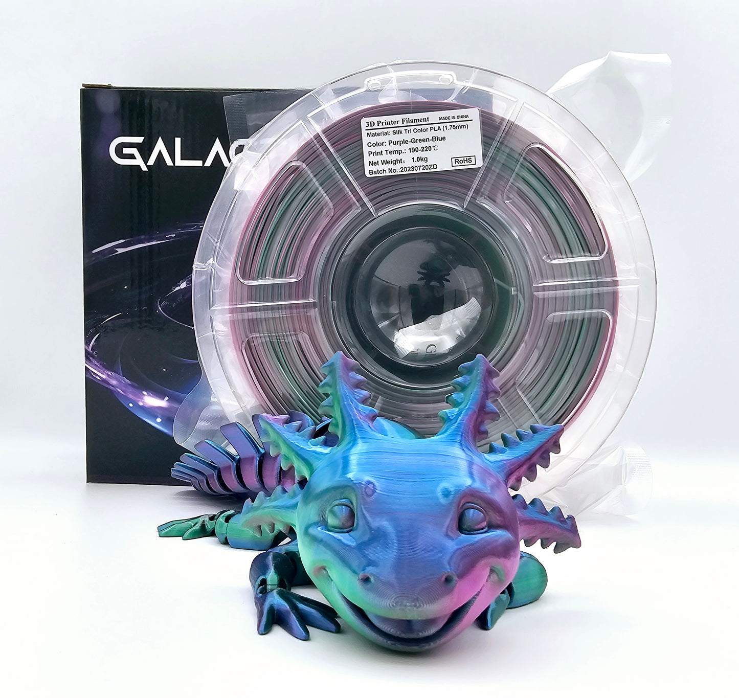 Galactic3D PLA - 1.75mm / 1 kg Silk Tri Colors (Purple + Green + Blue)