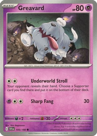 Greavard 105/198  - Reverse Holofoil SV01 Scarlet & Violet Base Set - Common