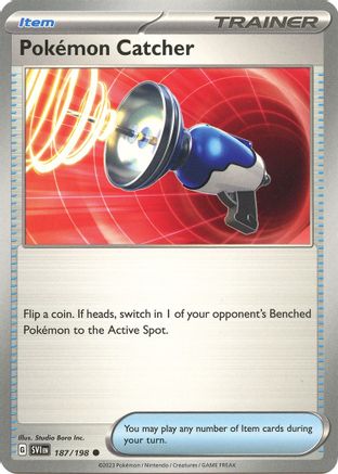 Pokemon Catcher 187/198  - Reverse Holofoil SV01 Scarlet & Violet Base Set - Common
