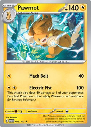 Pawmot 076/193  - Holofoil SV02 Paldea Evolved - Rare