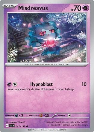 Misdreavus 087/193  - Reverse Holofoil SV02 Paldea Evolved - Common