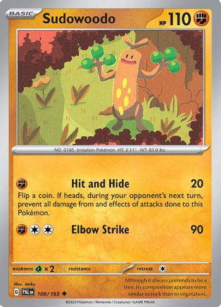 Sudowoodo 109/193  - Reverse Holofoil SV02 Paldea Evolved - Uncommon