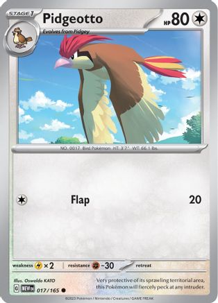 Pidgeotto 017/165  - Reverse Holofoil SV Scarlet & Violet 151 - Common
