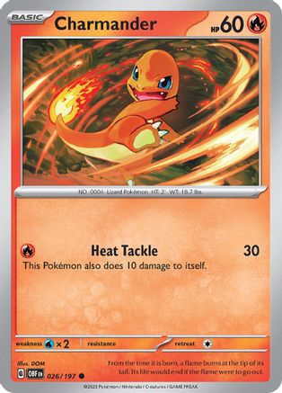 Charmander 026/197  - Reverse Holofoil SV03 Obsidian Flames - Common