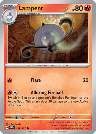 Lampent 037/197  - Reverse Holofoil SV03 Obsidian Flames - Common