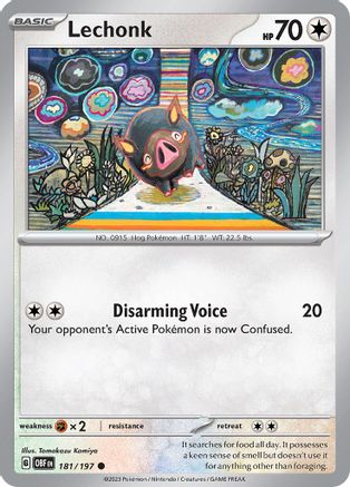 Lechonk 181/197  - Reverse Holofoil SV03 Obsidian Flames - Common