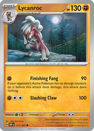 Lycanroc 117/197  SV03 Obsidian Flames - Uncommon