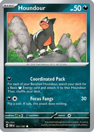 Houndour 131/197  - Reverse Holofoil SV03 Obsidian Flames - Common