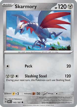 Skarmory 142/197  - Reverse Holofoil SV03 Obsidian Flames - Uncommon