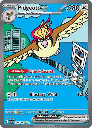 Pidgeot ex 225/197  - Holofoil SV03 Obsidian Flames - Special Illustration Rare