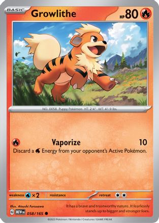 Growlithe 058/165  - Reverse Holofoil SV Scarlet & Violet 151 - Common