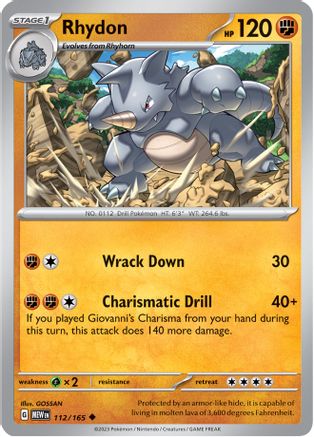 Rhydon 112/165  SV Scarlet & Violet 151 - Uncommon