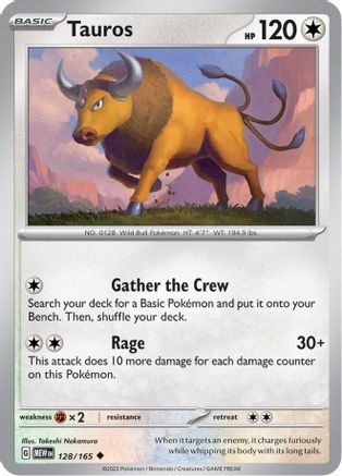 Tauros 128/165  - Reverse Holofoil SV Scarlet & Violet 151 - Uncommon