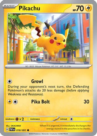Pikachu 018/091  - Reverse Holofoil SV Paldean Fates - Common