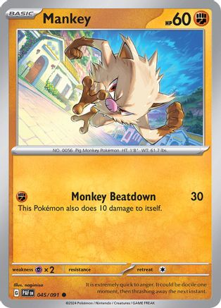 Mankey 045/091  - Reverse Holofoil SV Paldean Fates - Common