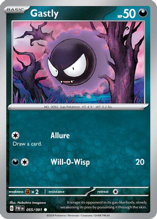 Gastly 055/091  - Reverse Holofoil SV Paldean Fates - Common