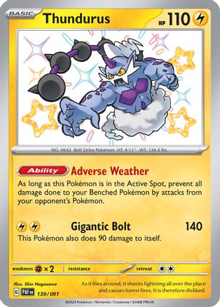 Thundurus 139/091  - Holofoil SV Paldean Fates - Shiny Rare