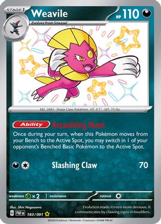Weavile 183/091  - Holofoil SV Paldean Fates - Shiny Rare