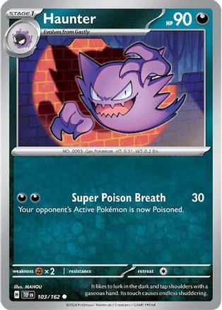 Haunter 103/162  - Reverse Holofoil SV05 Temporal Forces - Common