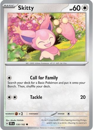 Skitty 130/162  - Reverse Holofoil SV05 Temporal Forces - Common