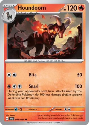 Houndoom 008/064  - Reverse Holofoil SV Shrouded Fable - Common