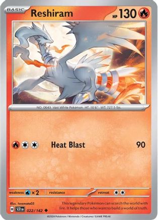 Reshiram 022/142 - Reverse Holofoil SV07 Stellar Crown - Uncommon