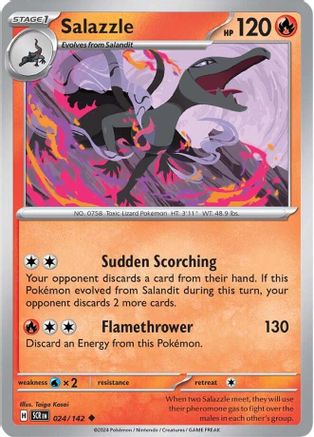 Salazzle 024/142  - Reverse Holofoil SV07 Stellar Crown - Uncommon