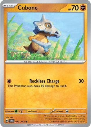 Cubone 072/142  - Reverse Holofoil SV07 Stellar Crown - Common