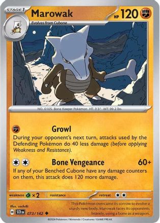 Marowak 073/142  - Reverse Holofoil SV07 Stellar Crown - Uncommon