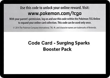 Code Card - Surging Sparks Booster Pack  SV08 Surging Sparks - Code Card