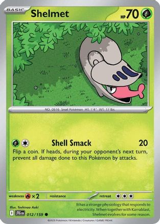 Shelmet 012/159 - Reverse Holofoil SV09 Journey Together - Common