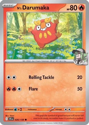 N's Darumaka 026/159 - Reverse Holofoil SV09 Journey Together - Common