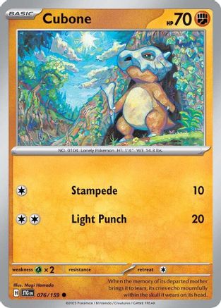 Cubone 076/159  - Reverse Holofoil SV09 Journey Together - Common