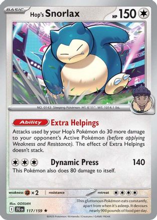 Hop's Snorlax 117/159  - Holofoil SV09 Journey Together - Rare