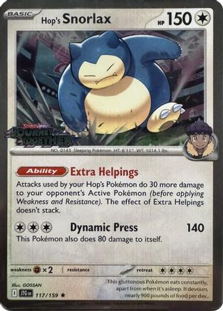 Hop's Snorlax 117/159  - Holofoil SV09 Journey Together - Promo
