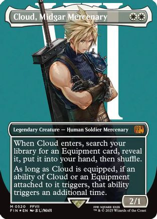 Cloud, Midgar Mercenary (Borderless) (Surge Foil) (FIN-520) - FINAL FANTASY Foil