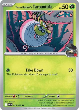 Team Rocket's Tarountula 019 - Reverse Holofoil SV10 Destined Rivals - Common