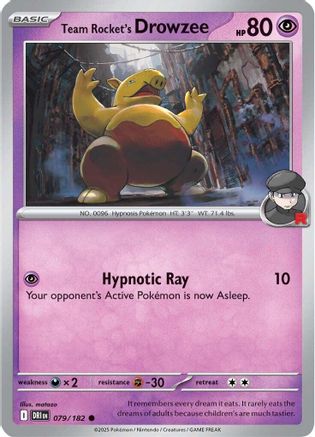 Team Rocket's Drowzee 079  - Reverse Holofoil SV10 Destined Rivals - Common