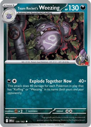 Team Rocket's Weezing 126/182  - Reverse Holofoil SV10 Destined Rivals - Uncommon