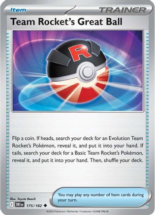 Team Rocket's Great Ball 175  - Reverse Holofoil SV10 Destined Rivals - Uncommon