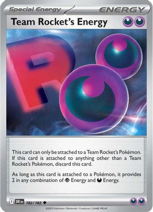 Team Rocket's Energy 182  - Reverse Holofoil SV10 Destined Rivals - Uncommon