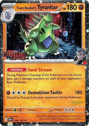 Team Rocket's Tyranitar (Prerelease Staff) 096  - Holofoil SV10 Destined Rivals - Rare