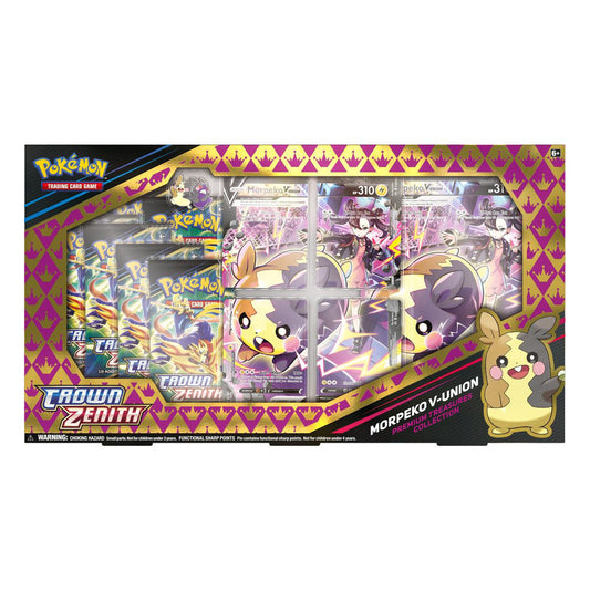 Front of the Morpeko V Union Premium Treasures Collection. Please note that although this box looks the same as the Morpeko Playmat Collection, it contains 7 packs instead of 5 and also has a pin.