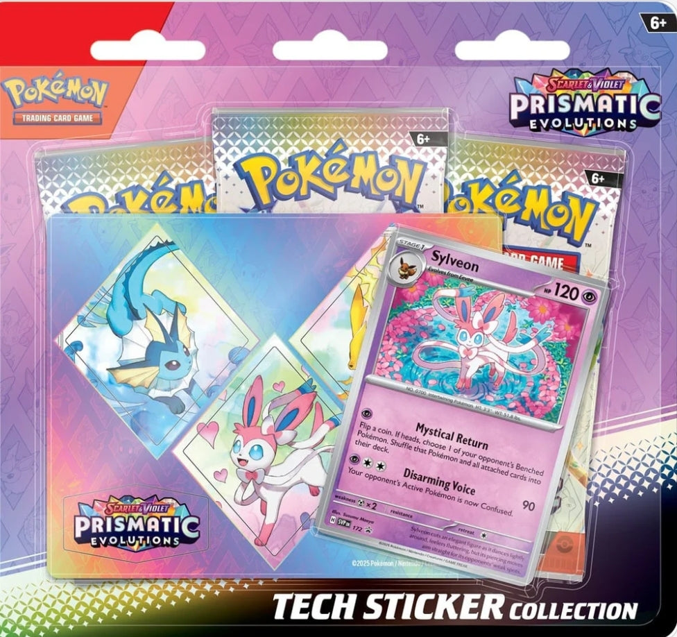 Pokémon TCG: Prismatic Evolutions 3-Pack Tech Sticker (One Random Variant)