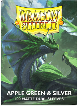 Dragon Shield - Apple Green & Silver - Dual Matte Sleeves 100ct