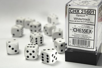 Chessex White Dice 12D6 16mm 25601