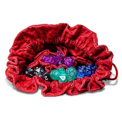 FanRoll Velvet Dice Bag with Pockets: Dragon Storm (Red)