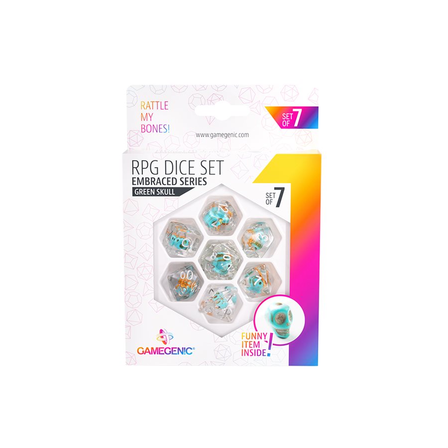 Gamegenic RPG Dice Set: Green Skulls