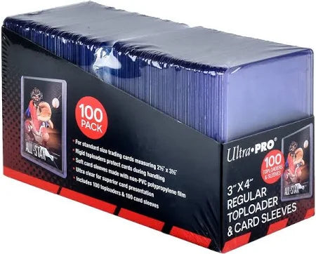 UltraPro 3" x 4" Toploader with sleeves (Pack of 100)