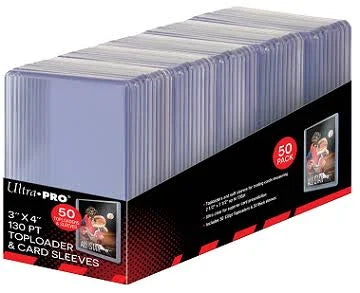 UltraPro 3" x 4" 130PT Toploader with sleeves (Pack of 50)
